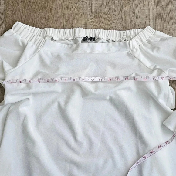 OFF THE SHOULDER 3\4 SLEVES EGGSHELL COCKTAIL BLOUSE - Picture 4 of 6